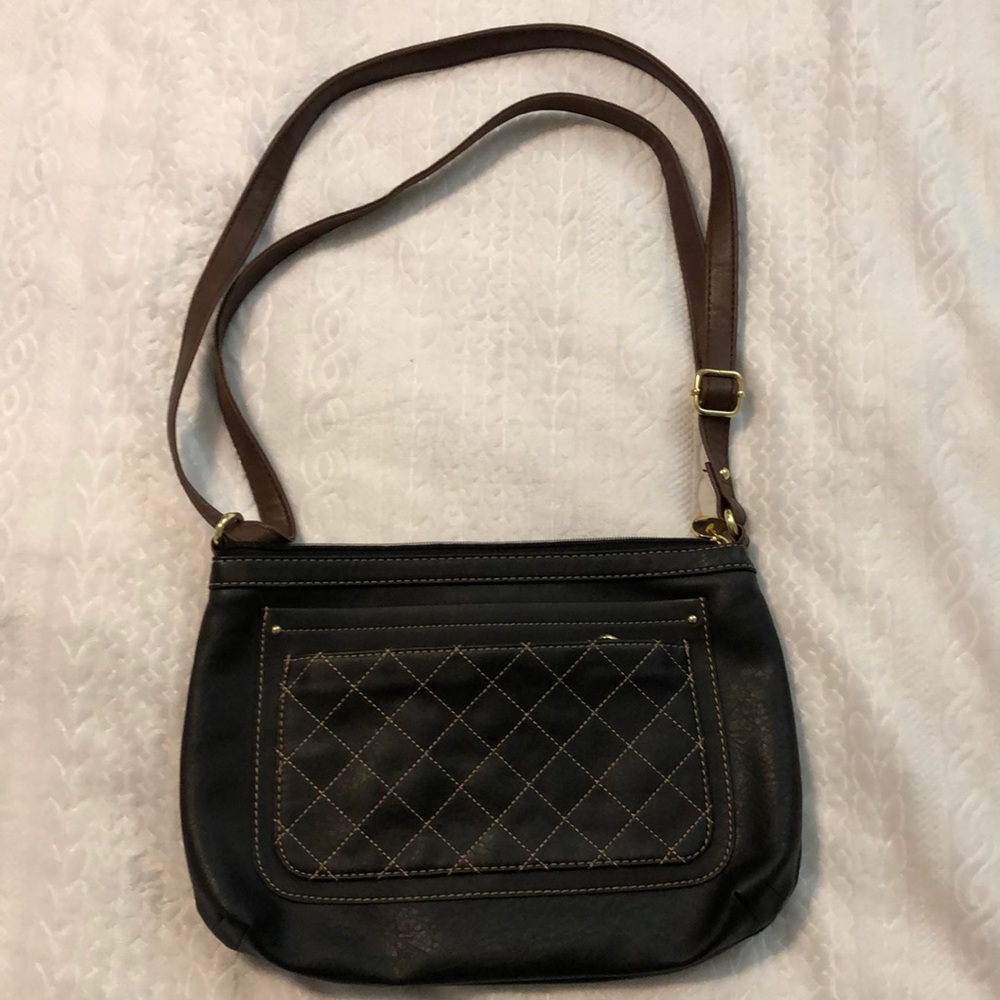 Relic crossbody purse handbag Black/brown gold tones zippered